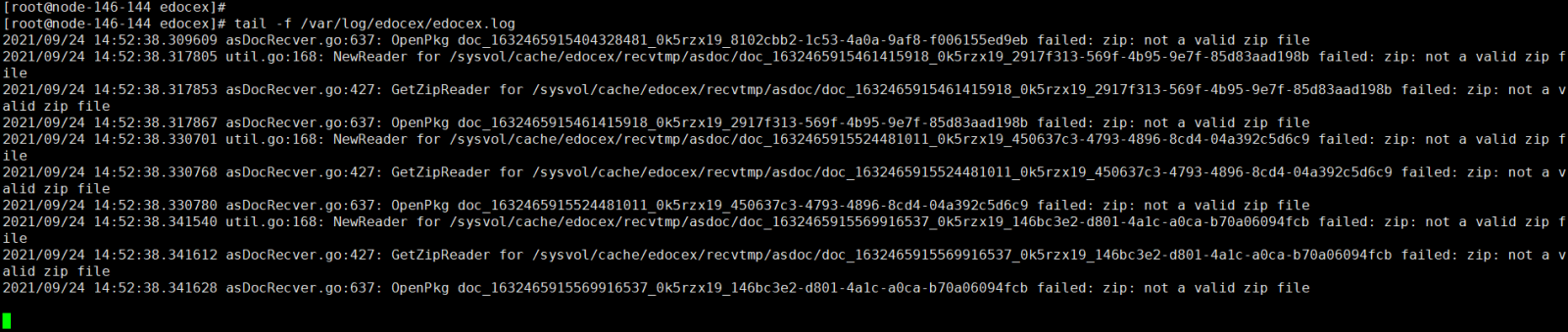 AnyShare-AnyShare 跨网络数据交换失败，_var_log_edocex.log 一直提示 zip_ not a valid zip file